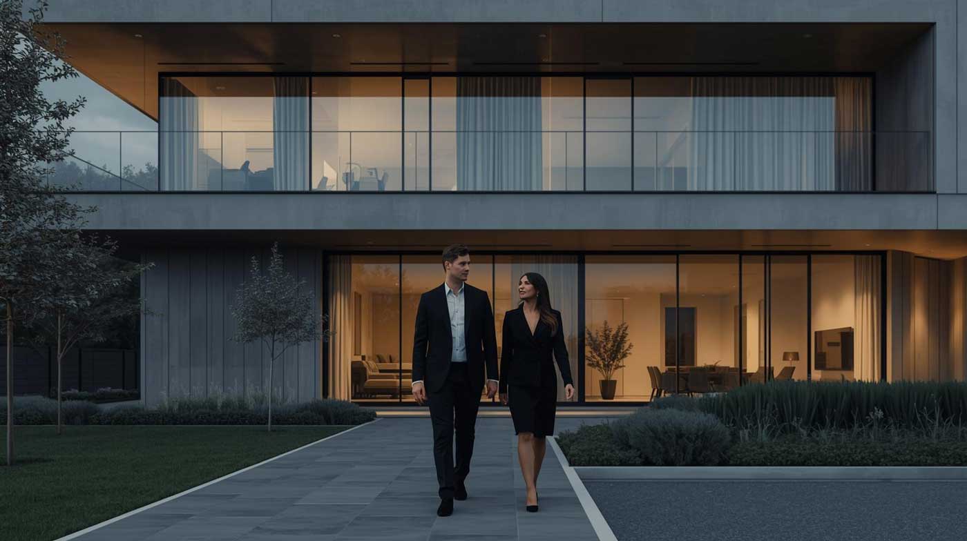 Waldmann Immobilien - Außenbereich mit Personen